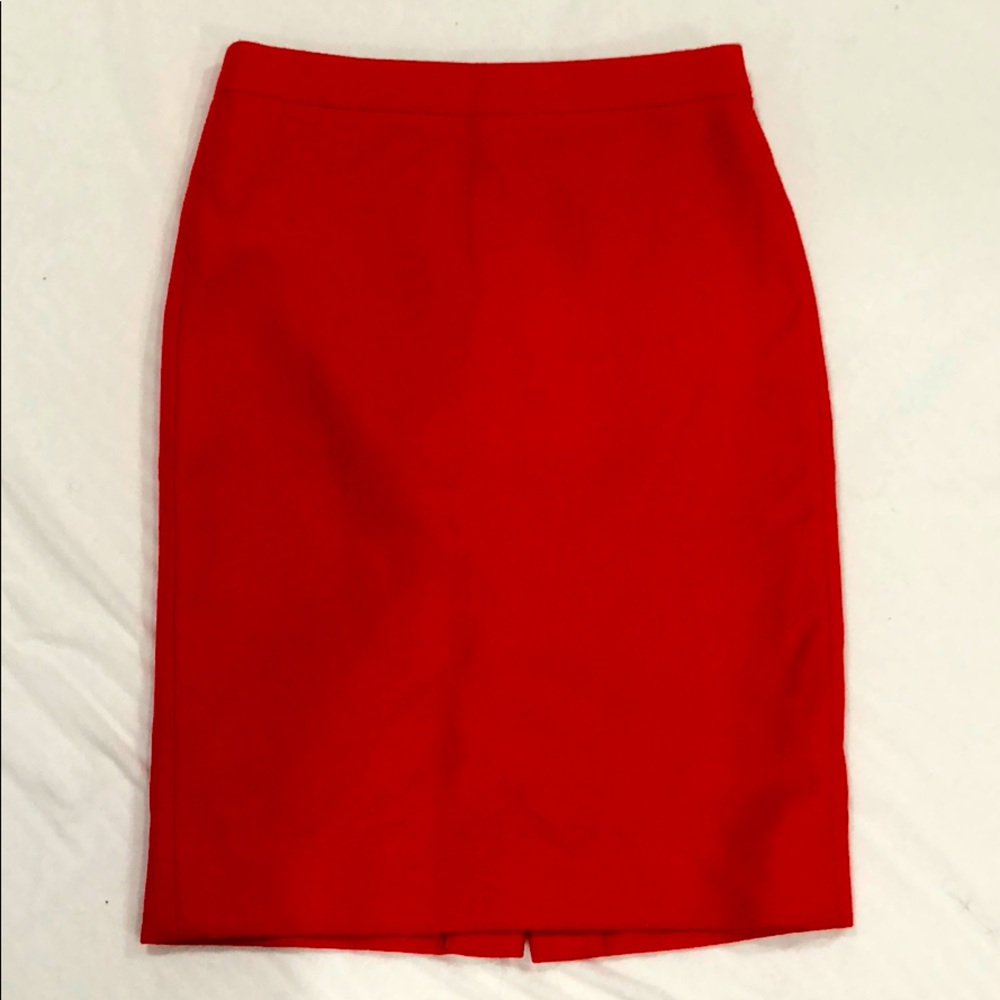 Red J. Crew Pencil Skirt